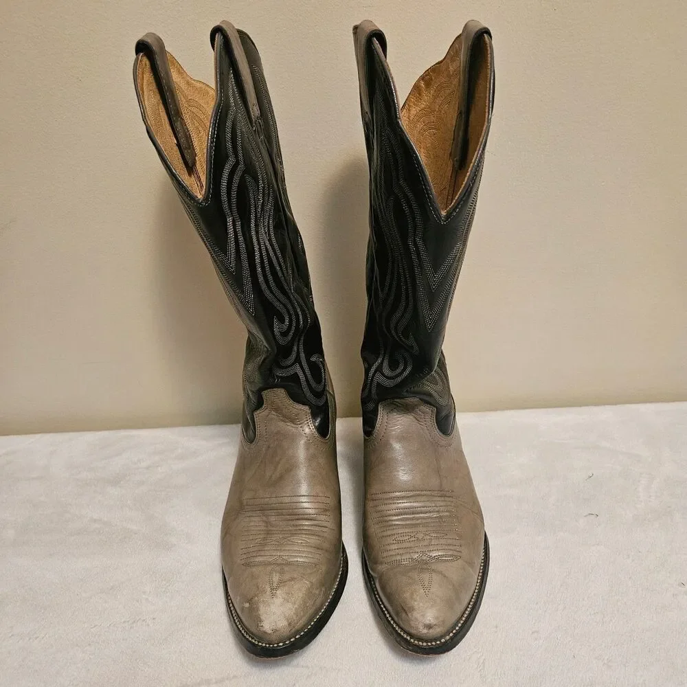 Vintage Imperial Cowboy Boots Leather American USA Made Black/Gray 10.5D M112